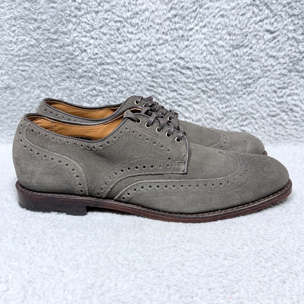 Allen Edmonds Shane Mens Size 10 Wingtip Oxford Shoes Slate Suede